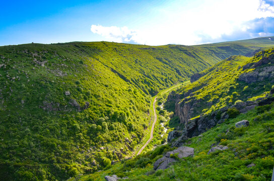 Amberd river gorge scenic view from Amberd Fortress (Aragatsotn province, Armenia)