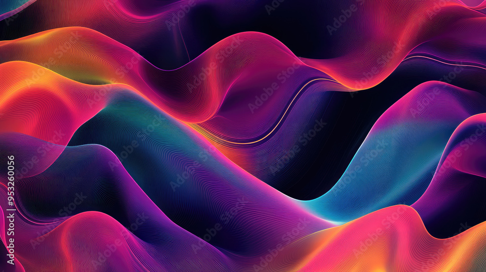 Wall mural vibrant abstract pattern featuring a gradient effect with vivid colors and a modern aesthetic, detai