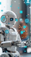 Friendly Robot with Blue Interface.