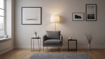 Fototapeta premium Home mock up design, modern white wall and wooden flooring interior image background