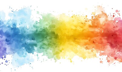 Rainbow watercolor banner background on white. Pure vibrant watercolor colors. Creative paint gradients,