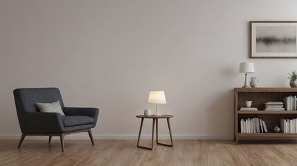 Home mock up design, modern white wall and wooden flooring interior image background