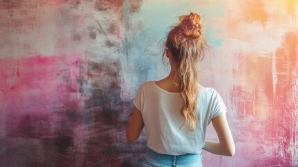 Woman Admiring Colorful Wall