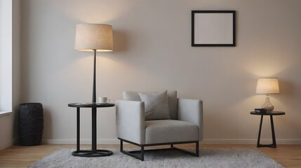 Naklejka premium Home mock up design, minimalist decorated white wall and wooden flooring interior design background.