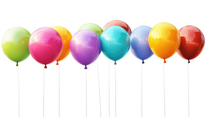 a group of colorful balloons on a white background, detailed hyper realistic image