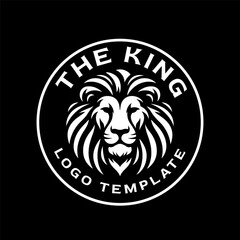 The King Lion Logo Template - Majestic Lion Head Emblem in Black and White