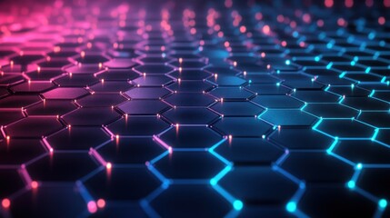 Obraz premium Abstract Hexagon Pattern with Neon Lights
