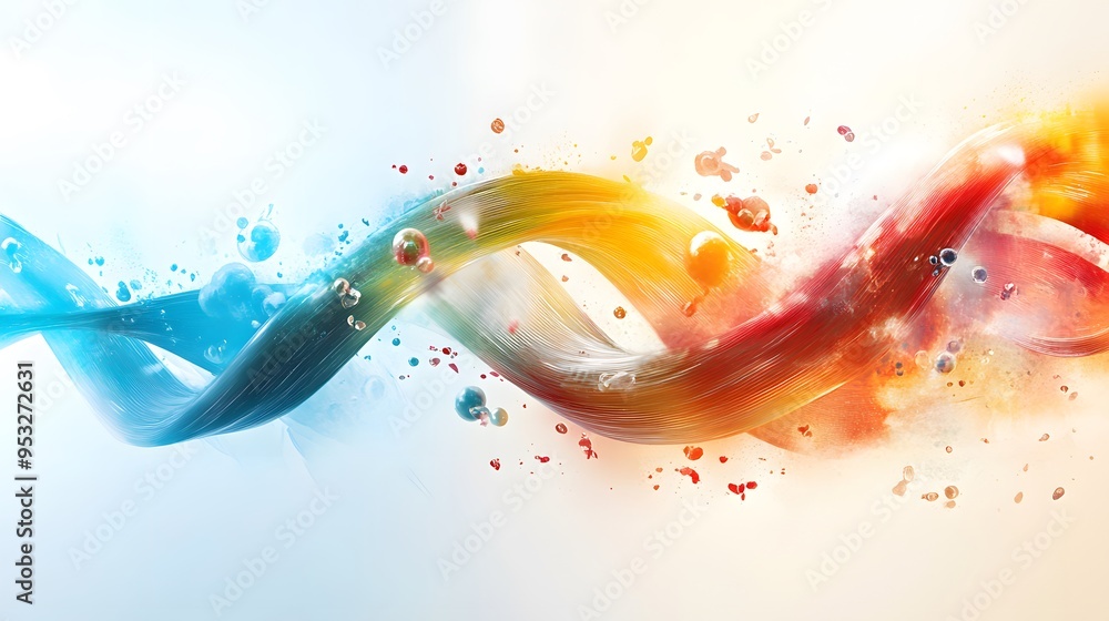 Poster abstract colorful waves with splashes.