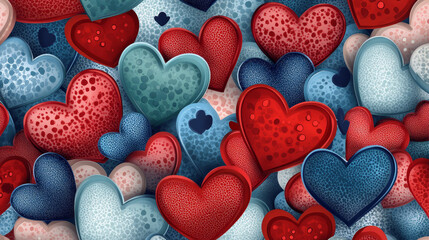 Obraz premium Colorful Hearts Pattern Seamless Abstract Background Design