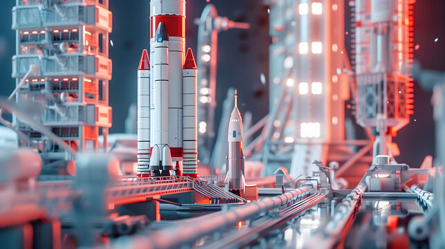 3D Render of Space Rocket Launching Facility