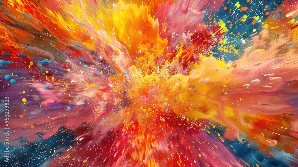 Poster abstract colorful background with dynamic lines and glowing spots.