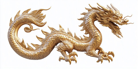 Fototapeta premium Impressive Metallic 3D Chinese Dragon Sculpture, Embodying Ancient Wisdom and Power, Adorned with Intricate Details, Ideal for Oriental Decor and Art Collections.