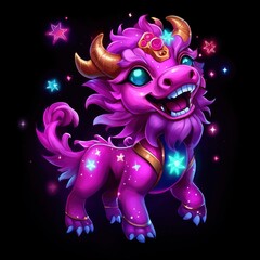 Cute Purple Dragon with Stars