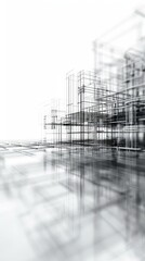 Obraz premium Abstract Building Wireframe Render.
