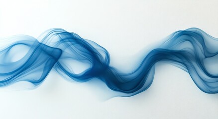 Naklejka premium Soft blue waves of translucent fabric flowing gracefully across a light backdrop