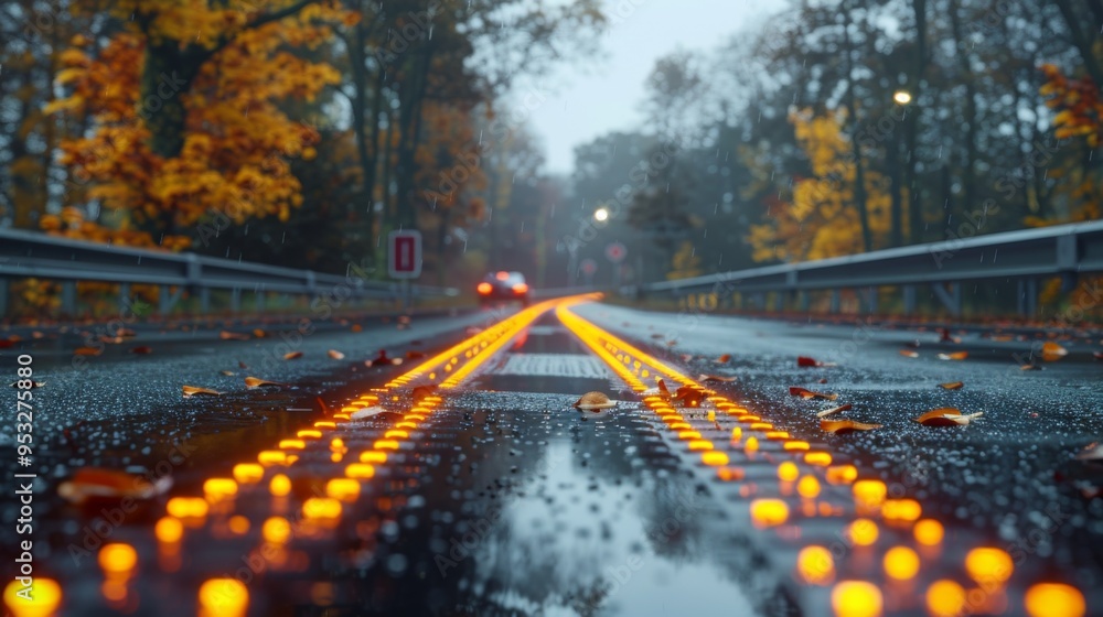 Poster capture the resilience of self-healing road markings and signage, where fading and damage from traff