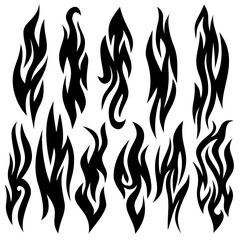 tribal fire symbol design. fire flame vector illustration. Flame decal. Tribal fire vinyl stickers for transportation. Burning element with curves for vehicle. y2k gothic flame stickers.
