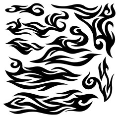 Fototapeta premium tribal fire symbol design. fire flame vector illustration. Flame decal. Tribal fire vinyl stickers for transportation. Burning element with curves for vehicle. y2k gothic flame stickers.