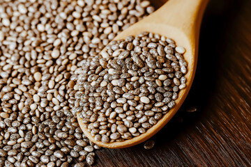 Coffee-Colored Sesame Seeds on Dark Wood Grain Background
