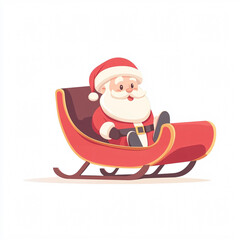 Santa Claus sitting in sleigh, cheerful and festive, ready for Christmas.