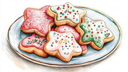 Delightful star shaped cookies decorated with festive icing and sprinkles, perfect for holiday celebrations.