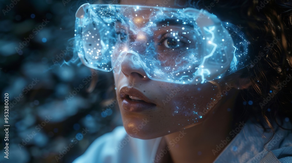 Poster create an interactive educational scene where vr goggles users explore ai-generated simulations and 