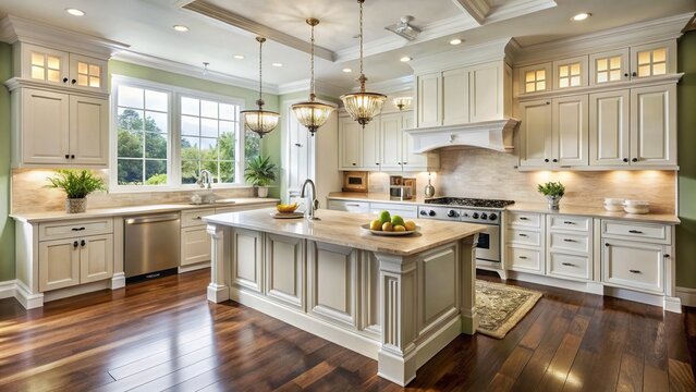 elegant traditional classic kitchen raised panel white cabinets