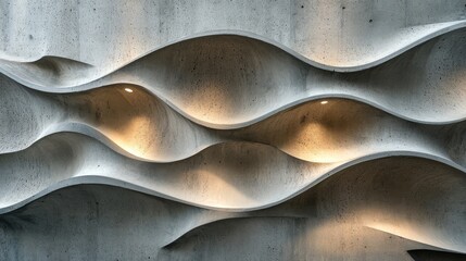 Elegant wall design with wave patterns illuminated in dim lighting for a modern interior