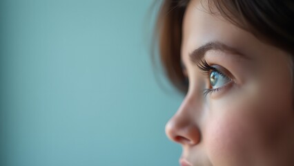 Side profile close-up of a young person's eye