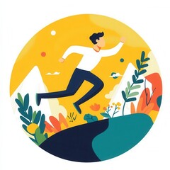 Determined drive, focused and goal-oriented mindset, flat design