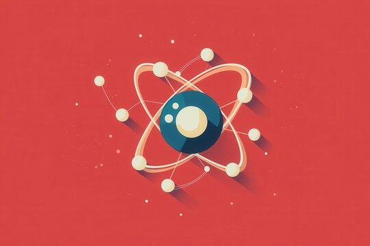 Atomic theory, foundational principles of atomic structure, flat design
