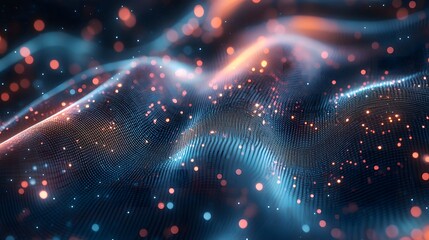 Obraz premium Holographic abstract interface illustration of a digital firefly, with glowing neon wings and a luminescent tail