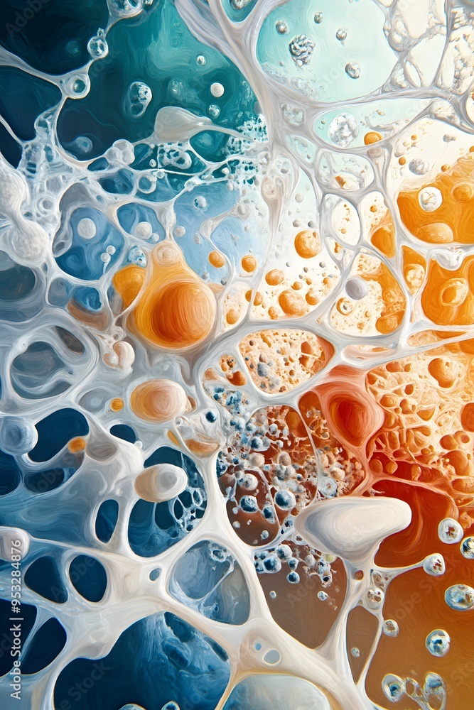 Poster abstract cellular structure in vibrant colors.