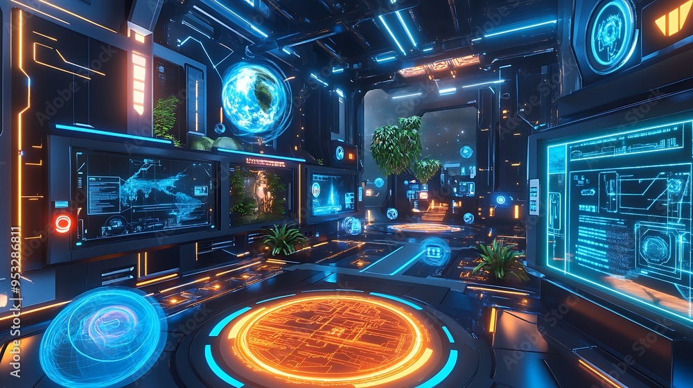Poster observatory featuring cutting-edge telescopes and interactive space exploration experiences.