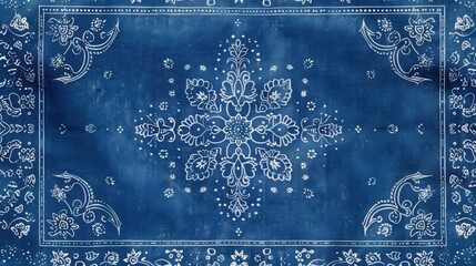 Vibrant Blue Bandana Pattern. High-Detailed Plain Background Concept