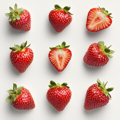 strawberries with slice on a clean white background.