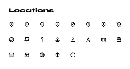 Kamao Icon &ndash; Brutalist icon set style_Locations