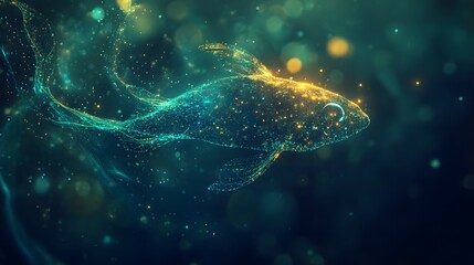 Fototapeta premium digital fish deep water Holographic abstract interface illustration