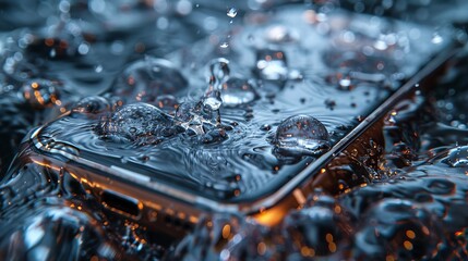 Showcase the process of water damage repair on a smartphone, with specialized techniques and equipment used to dry out and
