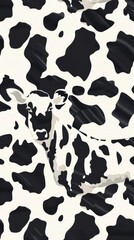 Fototapeta premium Rustic Charm. Cow Print Wallpaper with Plain Background Concept
