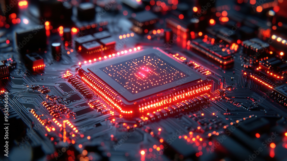 Aufkleber futuristic cpu, 3d illustration of an advanced cpu showcasing innovative design and cutting-edge tec