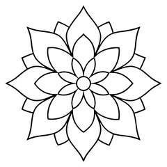 A Floral  mandala line art,icon illustration on white background.