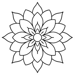 A Floral  mandala line art,icon illustration on white background.