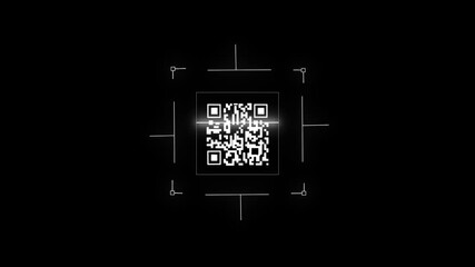 QR code for payment. Scan qr code icon with laser. Isolated on black background. Barcode scanner, QR code Futuristic barcode quick code scanning Bar. barcode qr code square code scanning animation,  - Powered by Adobe
