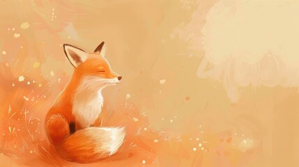 Adorable Fox in a High Detailed Plain Background. Wildlife Charm Concept