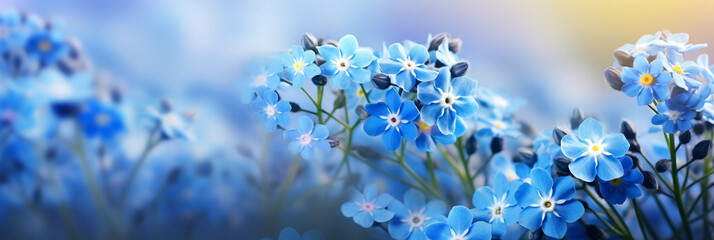 panorama spring background forget-me-not flowers