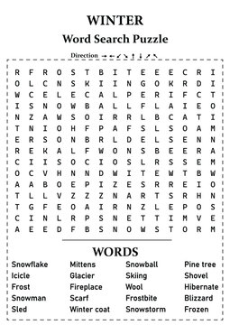 Difficult Winter Season Word Search 15x15 Puzzle Challenging Weather Word Search Puzzle for Kids, for Kids, Teens & Adults - Fun and Educational Activity Page with Hidden Words for All Ages