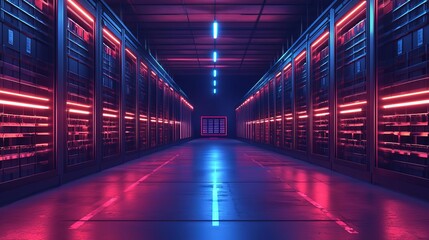 Fototapeta premium A modern storage facility where artificial intelligence and machine learning analyze inventory, with robots seamlessly integrating realtime data and researchdriven analytics