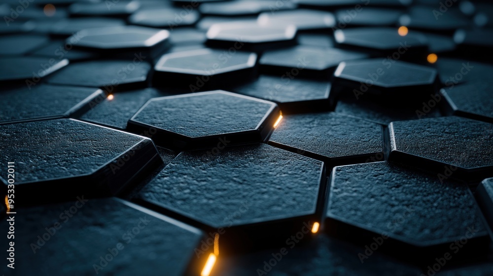 Poster abstract hexagon pattern with glowing lights
