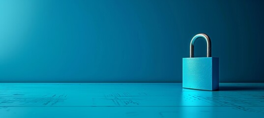 Minimalist design featuring a blue padlock against a complementary blue background